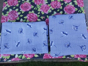 CATH KIDSTON BLUE POPPY/GINGHAM KING SIZE BED DUVET SET AND 3 PILLOW SLIPS - Picture 1 of 22
