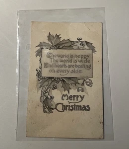 Frohe Weihnachten Vintage Postkarte Die Welt ist glücklich Die Welt ist weit Kind Hören - Bild 1 von 5