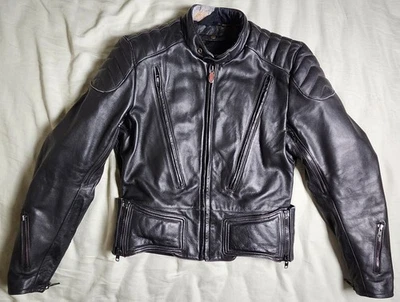 Vintage FIRSTGEAR Men's Black Motorcycle Leather Jacket Size 42 - Image 1 of 4