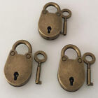 Vintage Old 3pcs/set  Antique Style Mini Padlocks Key Lock With Keys