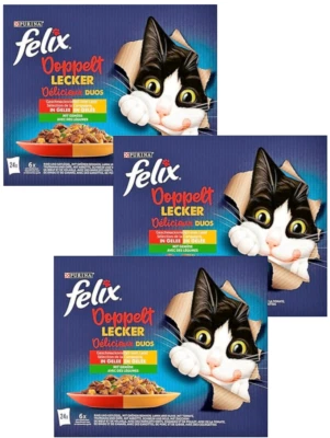 72 x 85 g Felix Doppelt lecker vom Land (€ 6,13/kg) mit Gemüse in Gelee - Bild 1 von 3