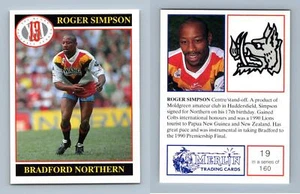 Roger Simpson - Bradford Northern #19 Rugby League 1991 Merlin Trading Card - Picture 1 of 1