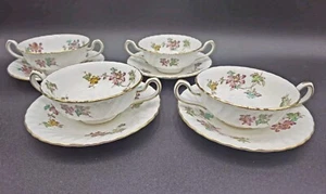 NEUWERTIG 4 Minton China VERMONT 50er Jahre gewellte Kanten Dbl. Henkelsuppe - Bild 1 von 5