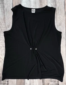 Nuevo con etiquetas Anne Klein Blusa Top Sin Mangas Negra Embellecida Fruncida Talla XL - Imagen 1 de 10
