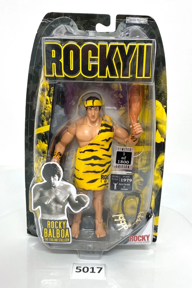1 of 1800 Caveman Rocky 2 II Balboa Jakks Figure MOC Sylvester Stallone Xb4