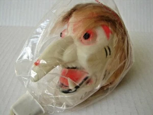 1960s WITCH MONSTER SHRUNKEN HEAD CAR MIRROR HANGER PLASTIC HONG KONG MIP NOS - Picture 1 of 12