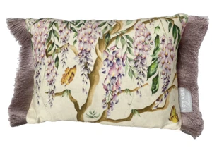 Voyage Maison Decorative Velvet Pillow Wisteria Mariposa Cream Cushion 16 x 9.5" - Picture 1 of 24