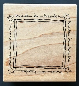 MADE IN HEAVEN WORD PHRASE FRAME Annette Watkins Printworks Wood Rubber Stamp - Picture 1 of 4