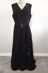 Massimo Dutti Dress Size 12 14 Long Chiffon Floral Pleated Fully Lined - Picture 1 of 7