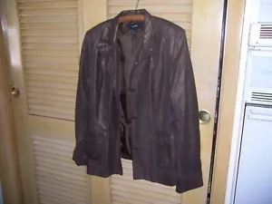 Alfani Womens bronze leather jacket hip length button closing XL - Picture 1 of 5
