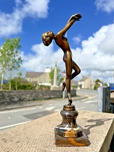 Vintage Art Deco Stil Marmor Metall Akt Vivian Tänzer Skulptur nach Josef Lorenzl - Bild 1 von 16