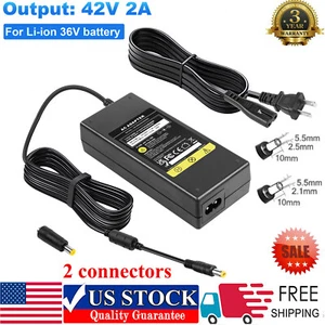 Charger 42V 2A for 36V Li-ion E-Bike Pedelec Scooter Adapter 5.5*2.1/2.5mm Plug - Picture 1 of 12