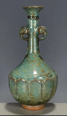 Chinese Antique Amphora Vase - green Jun porcelain - Qing 1800s Foto 1 de 4