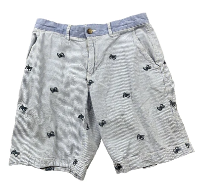 Tommy Hilfiger Pantalones Cortos Hombre 31 Azul Rayas Bordado Cangrejo Seersucker Costero Foto 1 de 4