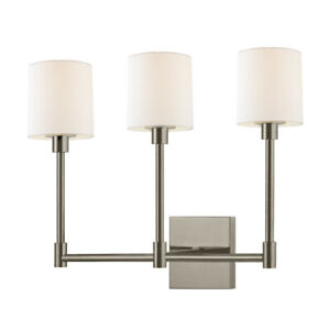 Sonneman 2473 Nickel Embassy 3-Light Led Wall Sconce With Cotton White Shade