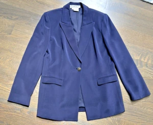 Carlisle 100% Seide Sakko Blazer leicht klassisch marine zeitlos US 12 - Bild 1 von 3