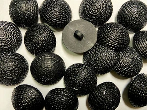 BLACK Lightweight Half Ball Suiting Button Stitch Design 15, 18, 21,25mm - Picture 1 of 16