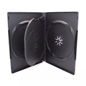 10 pcs 14mm Multi Hold 4 Disc Quad CD DVD Black Case Movie Game Box Wholesale - Picture 1 of 3