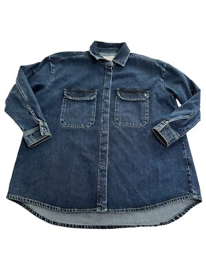 Camisa ICON Denim Eva de gran tamaño en azul Foto 1 de 4