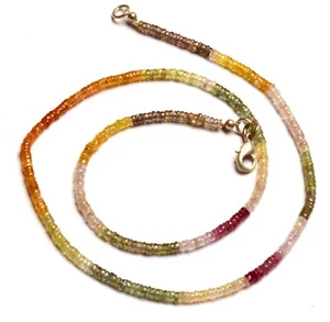 Collar de 18" cuentas facetadas Rondelle Heishi tamaño 3 mm gemas de zafiro múltiples naturales - Imagen 1 de 7