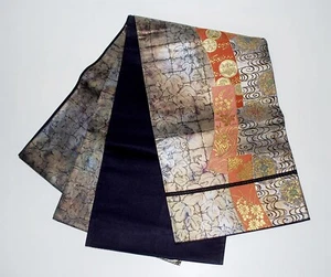 Cinturón Obi para Vestido Kimono Japonés Seda Negro Metal Faja Fukuro Tela Corredor - Imagen 1 de 14