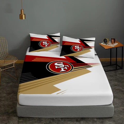 San Francisco 49ers Fitted Sheet Bedding Set 3PCS Deep Pocket Sheet Pillowcases Cover