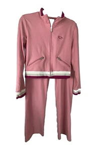 Vintage Lady Enyce Track Suit 2XL Pants & XL Jacket Pink Spell Out Y2K 2000s - Picture 1 of 24