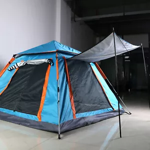 4-5 Person Camping Tent Hiking Waterproof Tents with 4 Stand Rods Nets Windows - Picture 1 of 14