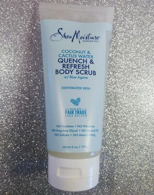 SHEA MOISTURE 身体磨砂椰子仙人掌水淬火清新蓝色龙舌兰 6 盎司 — 第 1/3 张图片