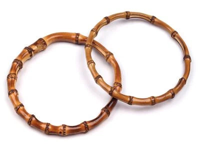 1 Paar Bambus-Taschengriffe rund Ø14,5cm braun Holz Griff Henkel Natur - Bild 1 von 2