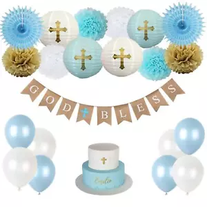 Baptism Decorations for Boys First Communion Confirmation Decorations God Ble... - Picture 1 of 3