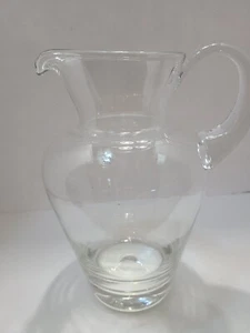 Vintage Hand Blown Clear Glass Pitcher - Picture 1 of 7