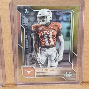 Colin Simmons 2025 Bowman Univ Chrome Gold Refractor #25/50 Texas Longhorns - Picture 1 of 3