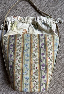 Longaberger große Buchungstasche Botanische Felder Streifen Kordelzug Stoff 2350827 - Bild 1 von 6