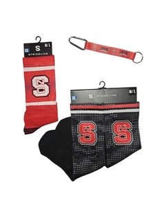 Lote de 2 pares de calcetines, llavero con licencia University North Carolina NC State Wolfpack - Imagen 1 de 1