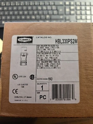 Hubbell HBL330PS2W pin and sleeve connector - Image 1 of 4