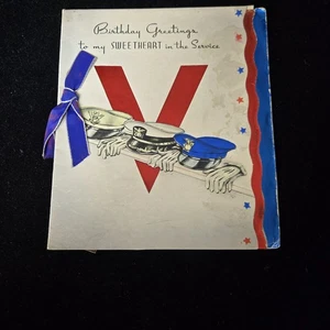 Biglietto auguri soldato seconda guerra mondiale anni 40 militare  - Foto 1 di 5