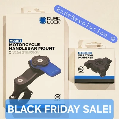 QUAD LOCK Motorcycle/Moto Handlebar Mount + Vibration Dampener - NEW/FREE S+H - Image 1 of 4
