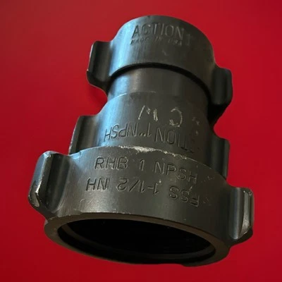 FSS Fire 1-1/2” NH X RHB 1” NSPH & Action 1” Double Female Swivel Coupling - Image 1 of 4