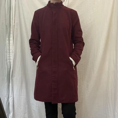 Burgundy Wool Blend Mid Length Coat By Charlotte Russe Size Small - Image 1 of 4
