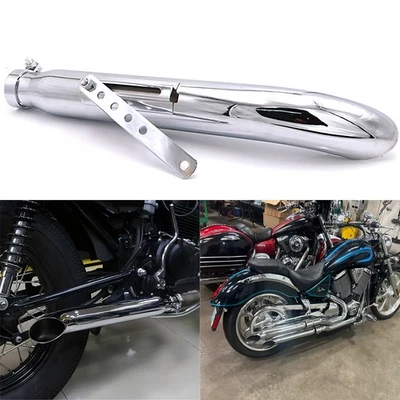 Motorcycle Slip-On Exhaust Muffler Pipe for Harley Bobber Chrome Racing Bikes Foto 1 de 4