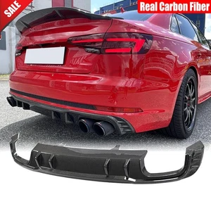 For Audi S4 A4 B9 S Line 2017-2019 Real Carbon Fiber Rear Bumper Diffuser Lip - Picture 1 of 12