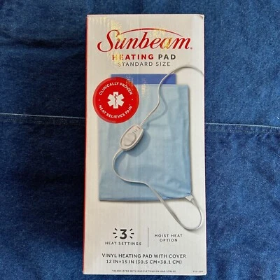 Almohadilla térmica Sunbeam tamaño estándar 3 ajustes de calor opción calor húmedo. 12X15. Foto 1 de 4