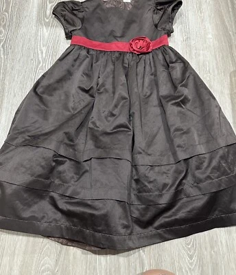 Новое, без этикеток, праздничное рождественское коричневое атласное платье Gymboree, размер 9, сладкие угощения - Изображение 1 из 4