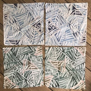 Estampado Gráfico Diseño Étnico 4 Cuadrados Algodón Acolchado 11" Cada Verde Azul - Imagen 1 de 4