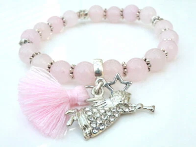 GOLDJUNGE69 * EDELSTEIN ARMBAND ROSENQUARZ.ENGEL&STERN CLIP ROSA FLEX - Bild 1 von 4