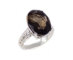 Smoky Quartz Ring: 19thC Antique 7ct Cairngorm Scotland, Ancient Druid Celt Gem - Picture 1 of 11