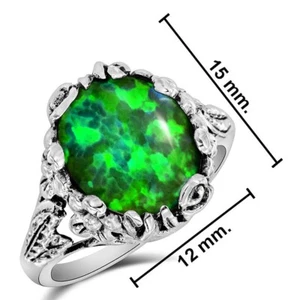 4CT Green Fire Opal 925 Solid Sterling Silver Ring Jewelry Sz 6 FX-3 - Picture 1 of 3