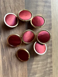 8 X WINE COLOURED Buttons shank back SATIN FEEL FABRIC approx 2.5cm across - Picture 1 of 2