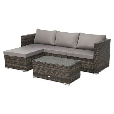SVITA Poly-Rattan Lounge QUEENS Sofa Gartenset Garnitur Rattan Gartenmöbel Braun - Bild 1 von 4